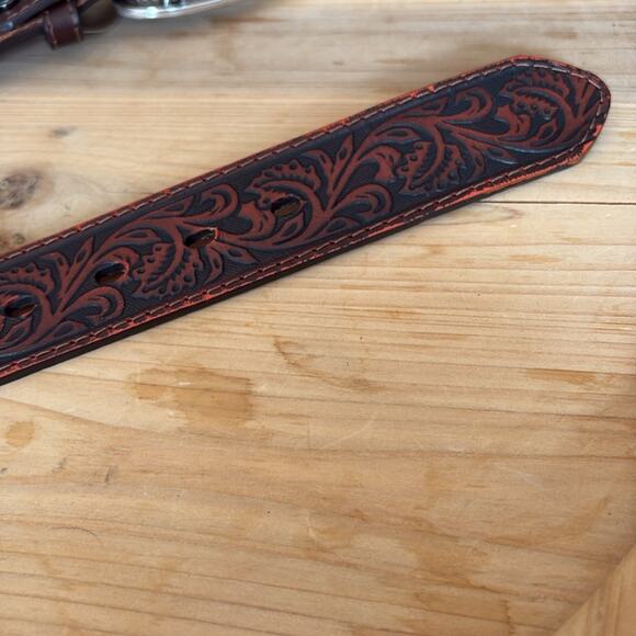 Ariat Dark Brown Rhinestone Filagree Leather Western Belt and Buckle main image 7
